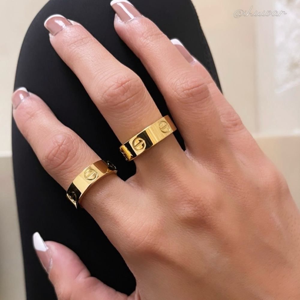 18K Gold Plated Gold Love Screw Ring Size 11 - Picture 4 of 6